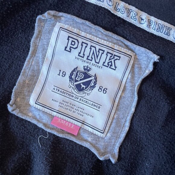 RARE Vintage VS PINK Black Full Zip Hoodie Watermelon Patch Y2K S - Picture 10 of 10